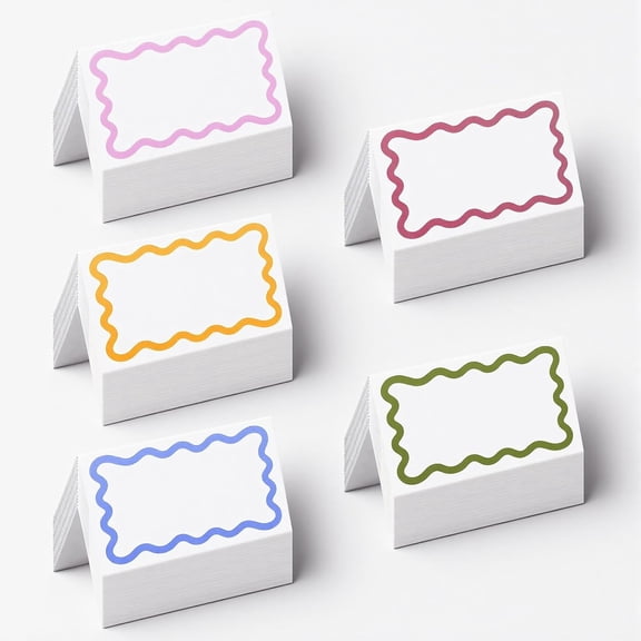 CCOCC 50Pcs Blank Place Cards,Cute Food Labels Table Setting 2"X3.5"Tent Card Price Labels,Name Placecards for Party Buffet Weddings Tables Dinner Parties