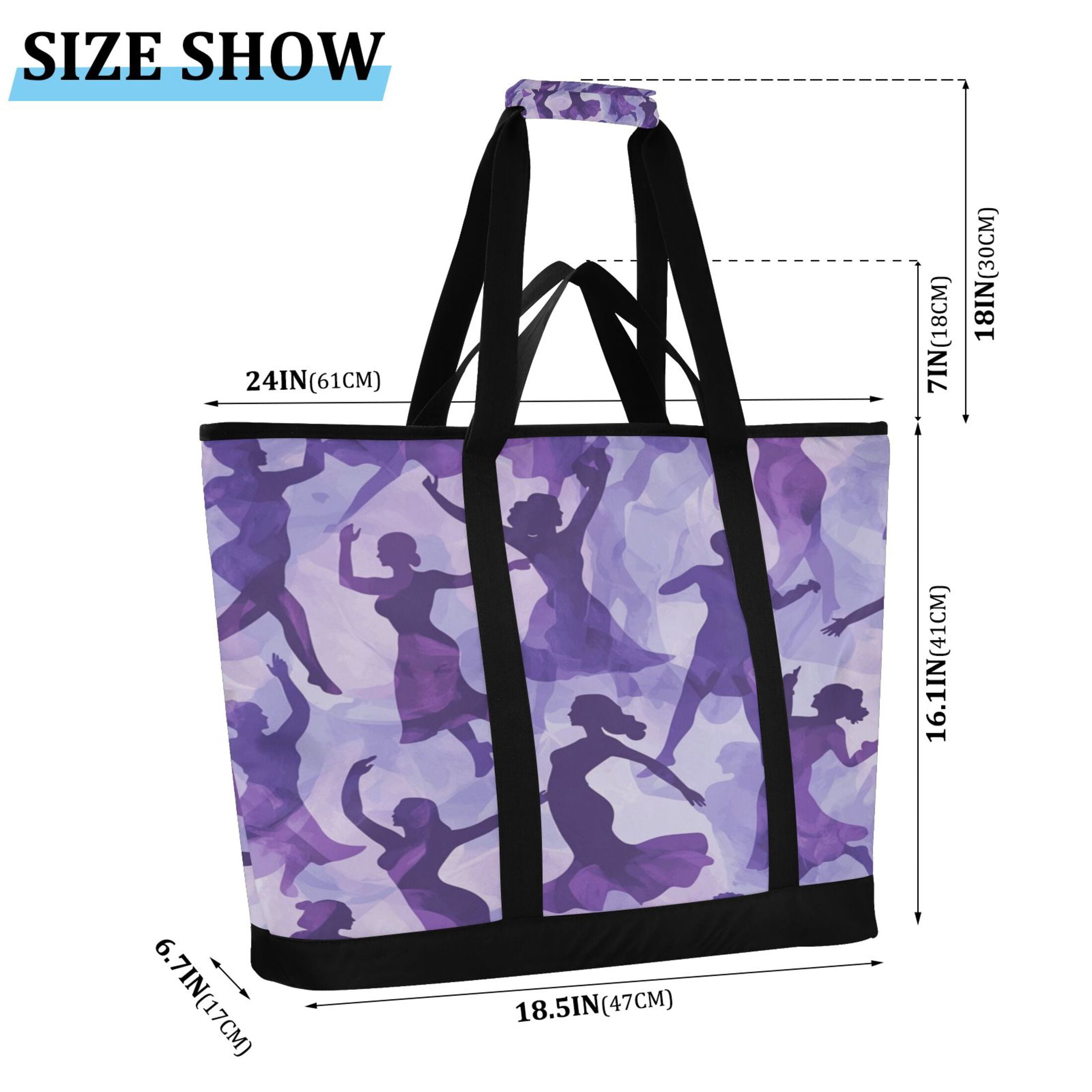 Large Hand-held Ice Pack Picnic Bag Insulation and Refrigeration Suitable for Shopping Picnics and Camping Purple Crowd