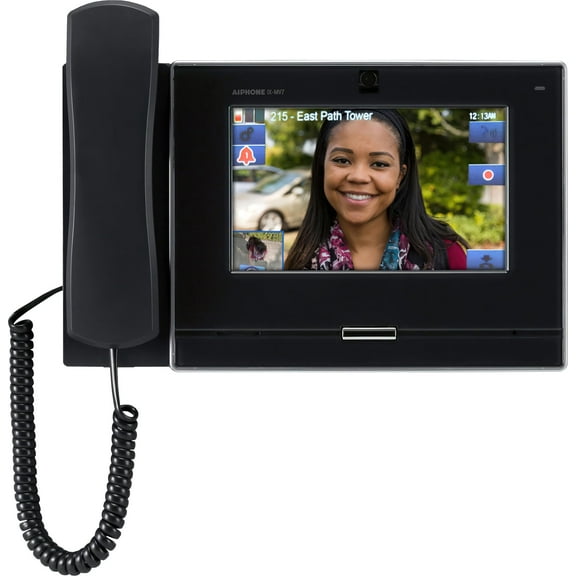 Aiphone IX-MV7-HB IP Addressable Hands-Free or Handset Master Station, Black; 7" TFT LCD Touchscreen; Hands-Free or Push-to-Talk Communication; 8 Customizable Speed Dial Buttons; 600 Ohms Audio Input