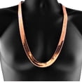 thumbnail image 6 of 14K Rose Gold Plated Herringbone Chain Flat Flexible Necklace 30" Inch Long x 14MM Thick, 6 of 8