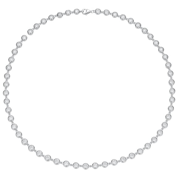 3MM Bezel Set Moissanite Tennis Necklace for Women D Color VVS1 White/Gold/Rose Gold Tennis Necklace 925 Sterling Silver Necklace Chain Jewelry 16-20 Inch