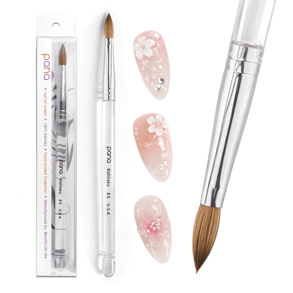 Pana Kolinsky Nail Brush with Clear Oval Acrylic Handle - Size 8
