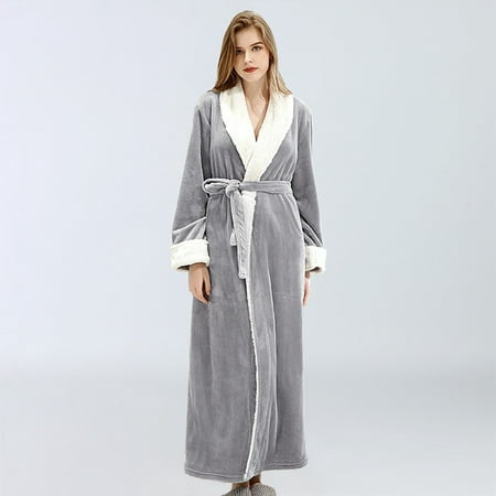 

JDEFEG Womens Pajama Sets Long Dressing Gown Womens Robe Soft Plush Bathrobe Fluffy Cute Long Coat Night Robe Plus Size Robes For Women 3X Matching Pajamas For Couples Polyester Grey Xl
