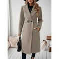 thumbnail image 6 of Women'S Winter Wool Blend Coat Lapel Mid Long Single Breasted Pea Coat Jacket Outwear Khaki L, 6 of 9