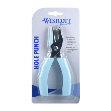 Westcott Hole Punch, Soft Grip, Plastic, for Office/Craft, Light Blue, 1-Count