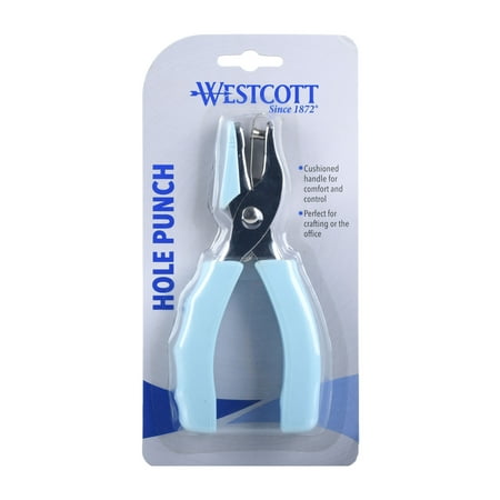 Westcott Soft Grip Hole Punch, 1-Count, Light Blue, Plastic