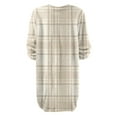 thumbnail image 5 of Women's Round Neck Casual Long Sleeve Plush Plaid Print Dress for Winter Lounging and Casual Outfits,Khaki,XL, 5 of 7