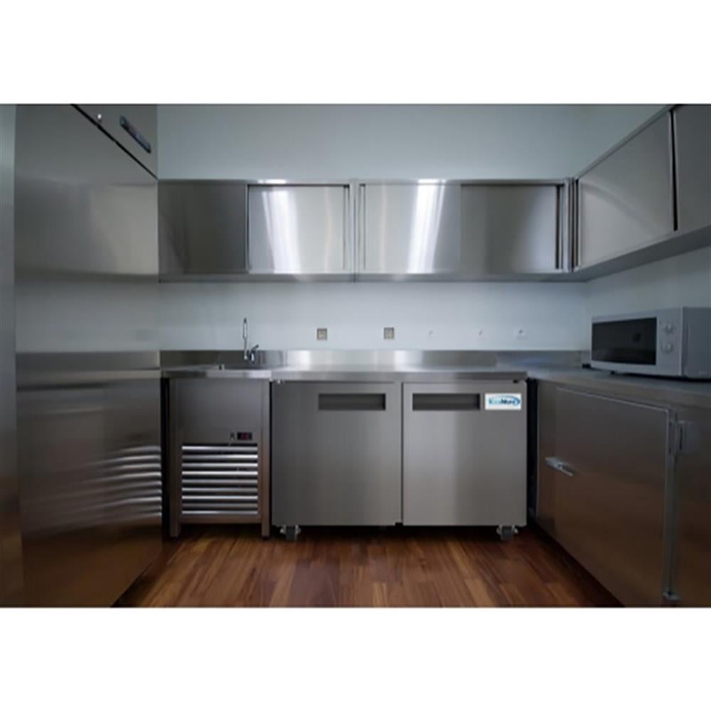 Pemberly Row 48" 2-Door Stainless Steel Worktop Commercial Freezer in Silver