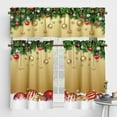 thumbnail image 2 of CUH Xmas Slot Top Kitchen Valance Christmas Short Window Curtain Cafe Tier Rod Pocket Window Drapes Style-G 2pc-Tier Curtain:W:27"xL:45", 2 of 2
