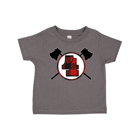 

Inktastic 4th Birthday Buffalo Plaid Lumberjack Gift Toddler Boy Girl T-Shirt