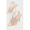 thumbnail image 3 of Schutz Tinah Platina Gold Woven Vamp Ankle Strap Open Toe Stiletto Heel Sandals (Platina Gold, 5.5), 3 of 5
