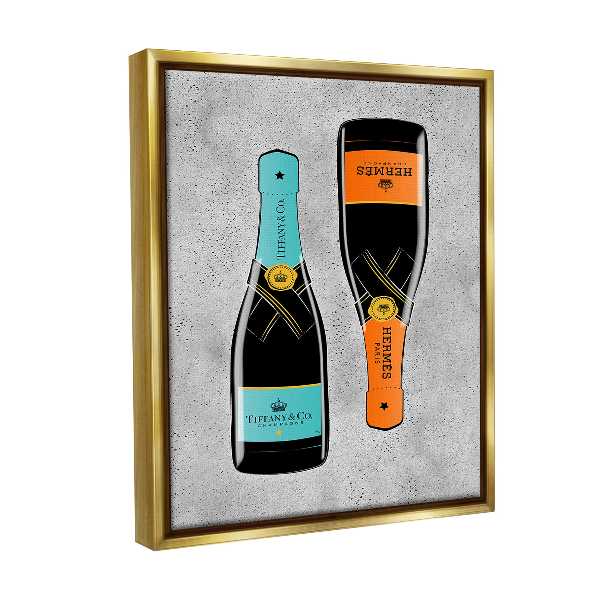 Stupell Industries Chic Glam Champagne Food & Beverage Painting Gold Floater Framed Canvas Art Print Wall Art, 25 x 31