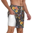 thumbnail image 3 of Picia Colorful Flowers with Butterfly pattern Mens Swim Trunks with Compression Liner Stretch Beach Shorts Quick Dry with Zipper Pockets No-Chafing Board Shorts-Small, 3 of 9