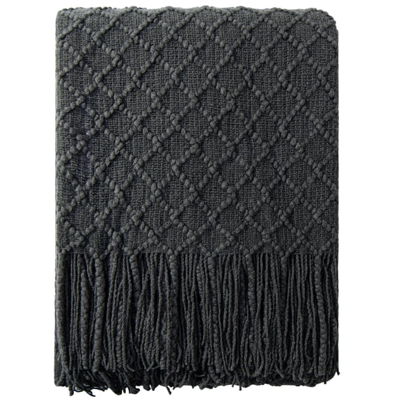 suxuMhao Bed Blankets - 1 Piece 50×67in Soft Throw Blanket with Diamond Grid Pattern, Cozy Couch Blanket & Air Conditioning Blanket, Perfect Fall Blanket for Home Comfort, Dark Gray
