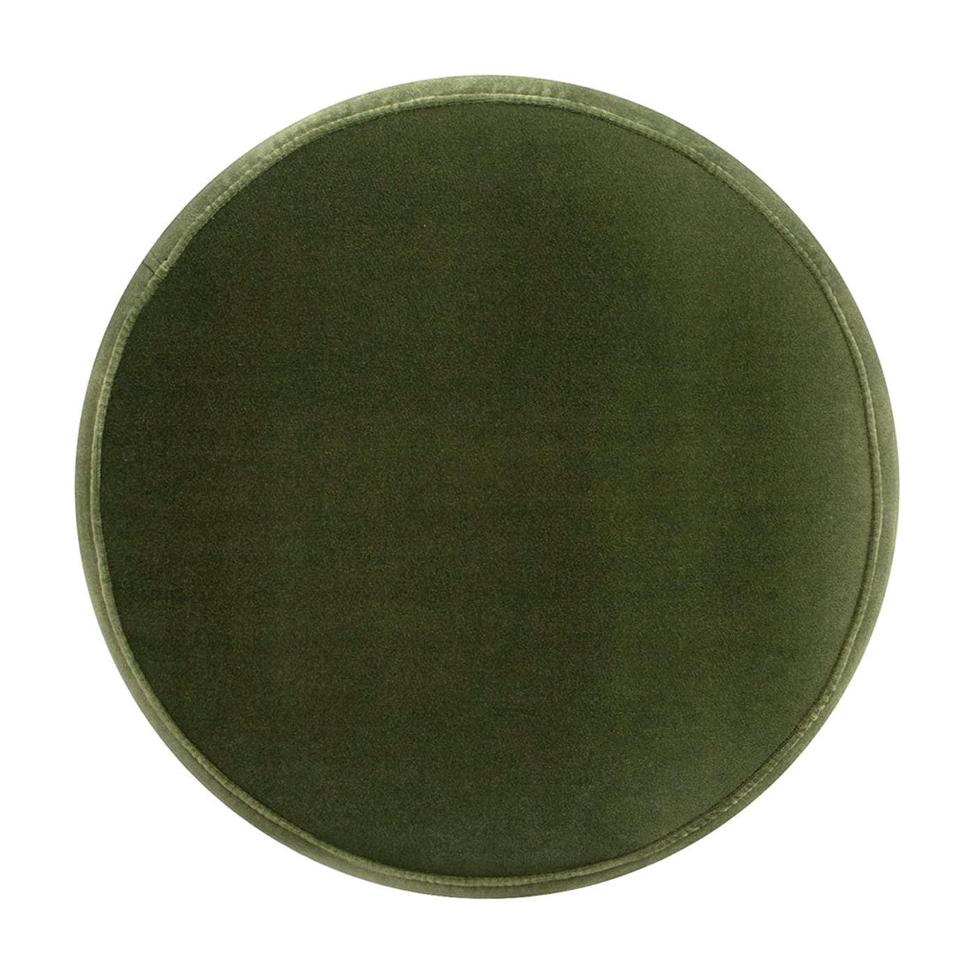 Jennifer Taylor Home Edward 17.5" Round Upholstered Ottoman with Bullion Fringe, Olive Green Performance Velvet