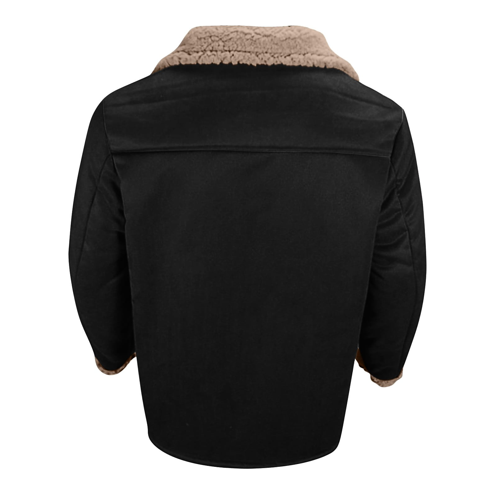 Western Jackets for Men Vintage Cowboy Suede Jacket Plush Collar Coats Faux Leather Zip Up Casual Retro Winter Tops Black S
