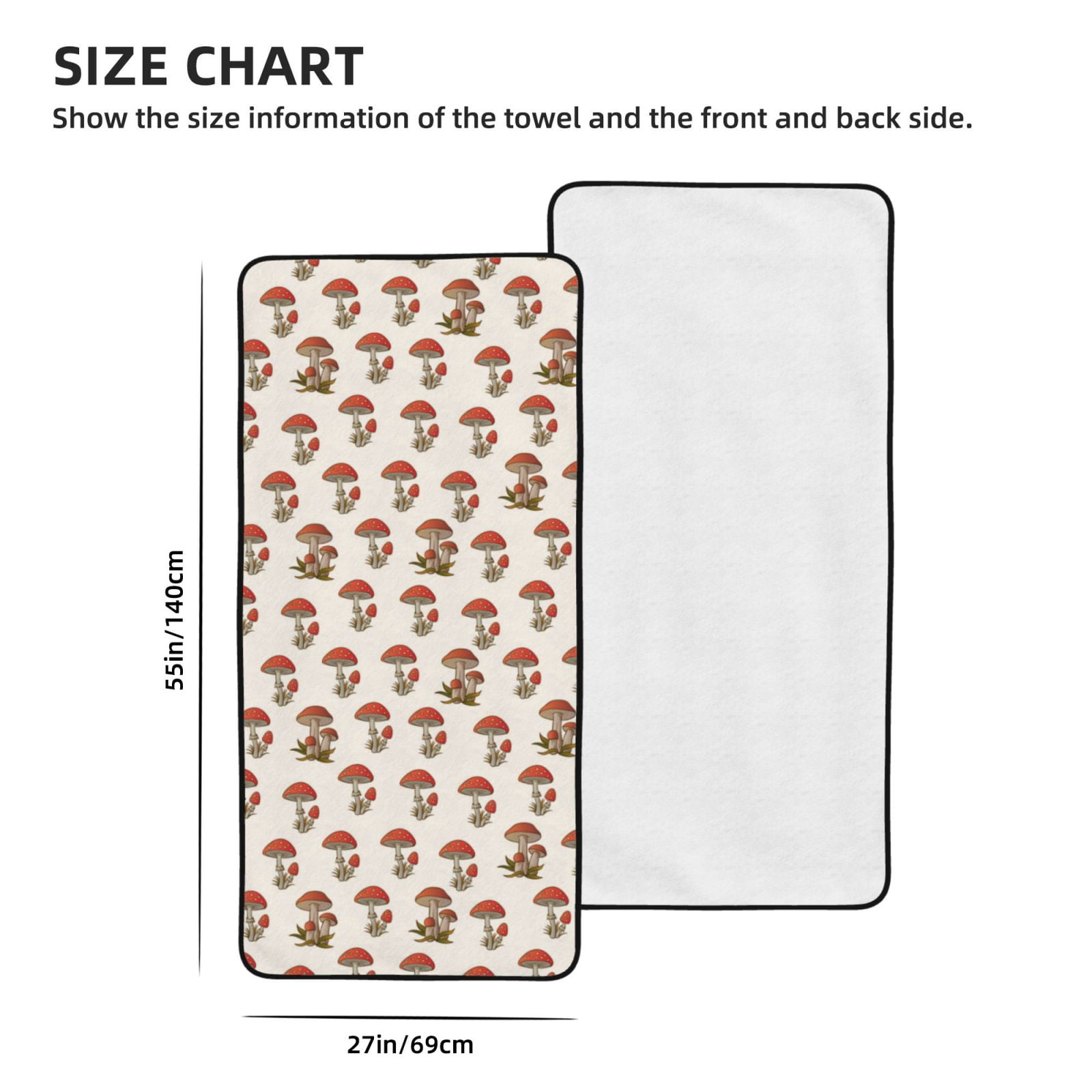 Cotton Bath Towels for Bathroom - mushroom baby Microfiber Quick Dry Towels for Body Bath Sheets, Personalized Beach Towel, Soft Shower Towels for Travel Home Beach 27*55in