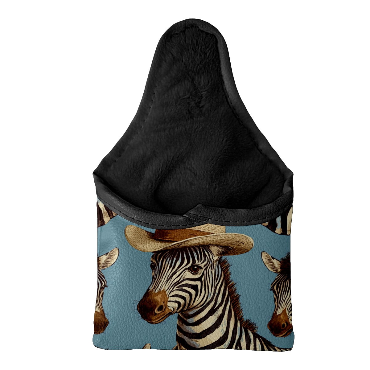 Golf Mallet Putter Cover Premium Leather Waterproof Golf Putter Head Cover with Magnetic Closure Zebra Hat