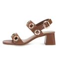 thumbnail image 2 of YDN Women Open Round Toe Cutout Studded Sandals Buckle Strap Low Chunky Heels Comfortable Outdoor Dressy Shoes Size 13 Brown, 2 of 4