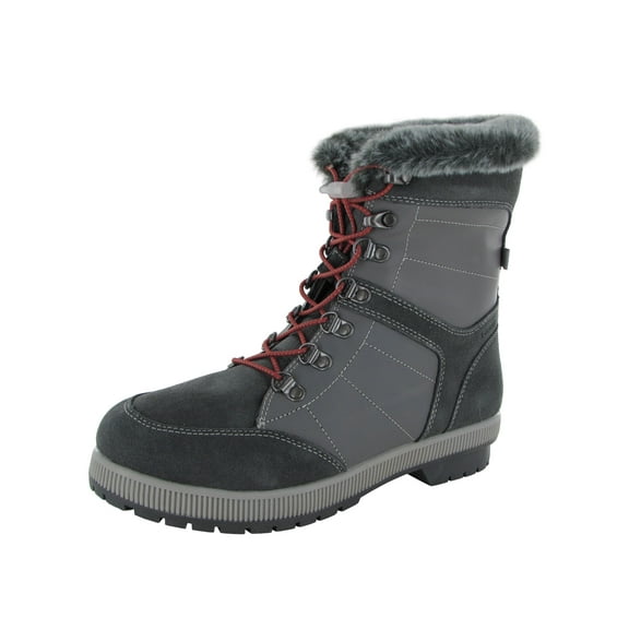 Khombu Womens Janet Lace Up Winter Boot Shoes, Pewter, US 9.5