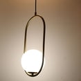 thumbnail image 4 of Open Circle Pendant Light, Gold Finish 1-Light LED Glass Globe Bedroom Pendant, Adjustable Height, 4 of 9