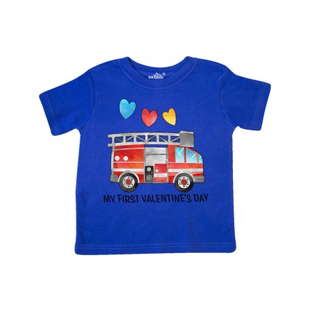 

Inktastic My 1st Valentine s Day Fire Truck with Hearts Gift Toddler Boy or Toddler Girl T-Shirt