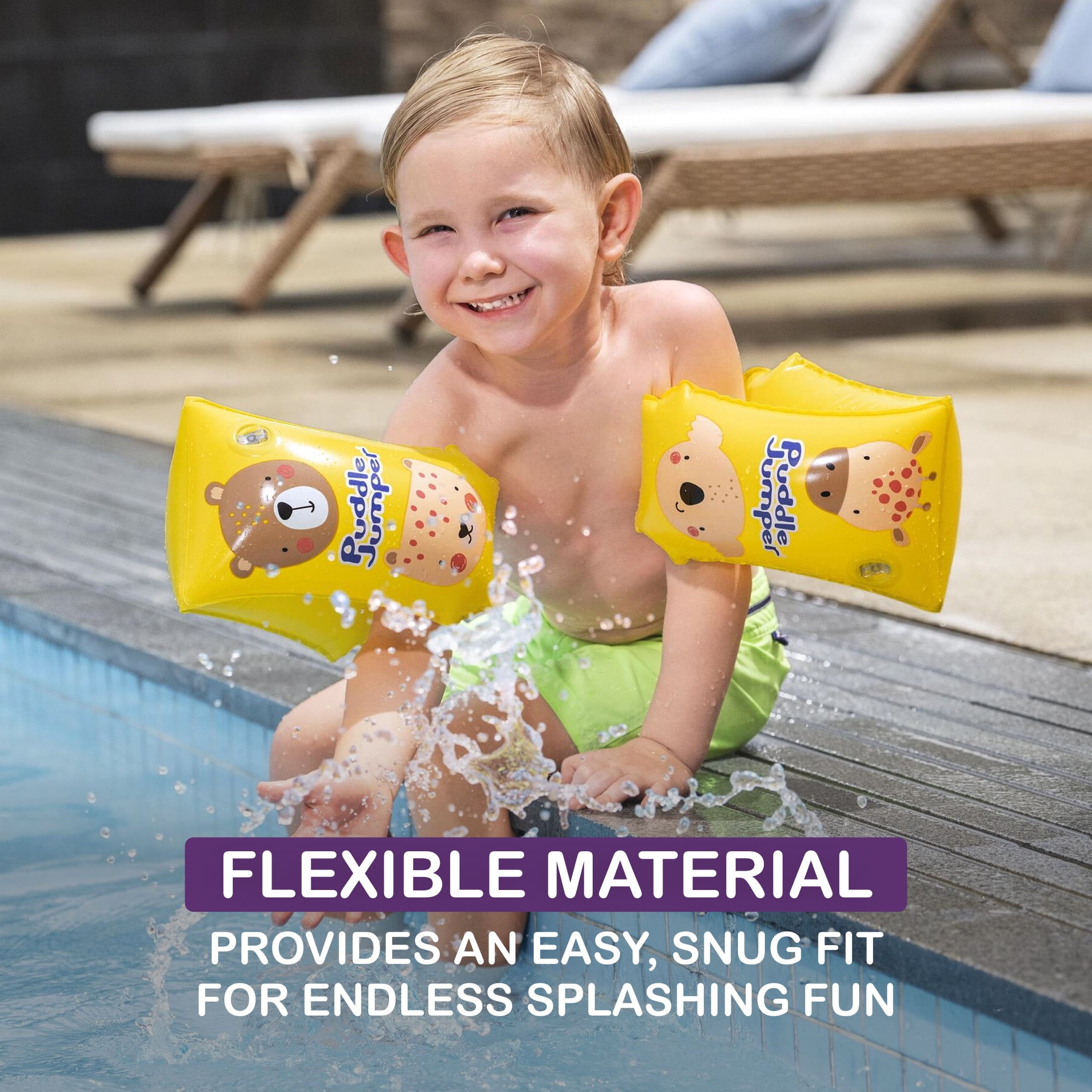 Puddle Jumper WonderSplash Inflatable Armband Swim Training Floaties, 40-132lbs (18-60kg) Weight Capacity