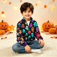 thumbnail image 2 of LTTVQM Halloween Sweatshirt for Boys Girls Cute Ghost Pumpkin Pattern Half Zip Stand Collar Cable Knit Long Sleeve Pullover Casual Warm Comfortable Outdoor Holiday Party Sweater Multicolor 11-12 Year, 2 of 6