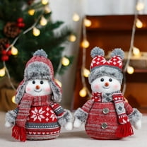 Plush Snowman Doll Soft Stuffed Toy Christmas Gifts for Teens Winter Holiday Decorations Cute Snowman Ornament for Home Office Desk(2Pcs)