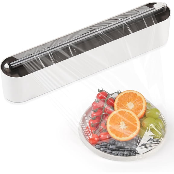 Quasziwa Magnetic Wrap Dispenser with Slide Cutter - Wall Mounted Plastic Wrap, Aluminum Foil & Parchment Paper Organizer for Kitchen - No Drill Space Saver, Fits 12 Inch Rolls(black)
