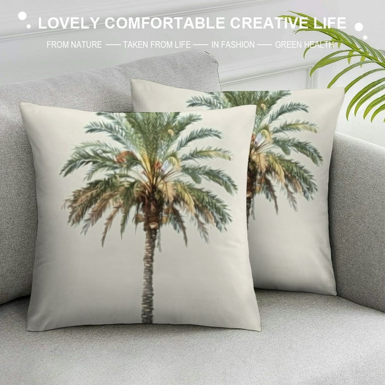 Green Brown Palm Tree Lumbar Pillow Covers Tropical Coconut Trees