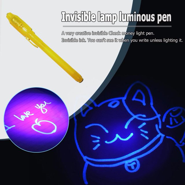 Bolígrafo de tinta invisible con luz luminosa 2 en 1, bolígrafos mágicos de dibujo UV para niños (amarillo) Tmvgtek juguetes de los niños