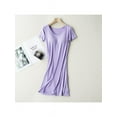 thumbnail image 6 of Women Short Sleeve Built-in Bra Padded Long Nightdress Sleepwear Pajamas,Shelf Bra Full Slip Casual Nightgown,Knee Length Comfy Soft Modal Sleep Shirt Night Shirt Dress Solid Sleepwear,Purple S-2XL, 6 of 8