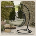 thumbnail image 4 of LeisureMod Hanging Swing Chair Two-Person Seater Egg Chair Black Frame in Teardrop Design with Armrest Removable Zippered Washable Polyester Cushion Cover for Indoor and Patio Recluse Collection, 4 of 11