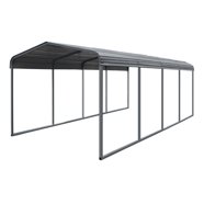 AutoCove 11x20 Wood Carport, Black Steel Gable Roof Gazebo, Outdoor ...