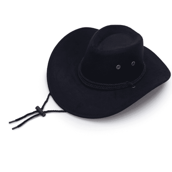 TELOLY Sun Hat Men Summer Imitation Leather Cowboy Hat Bucket Hat Large Brim Outdoor Camping Bucket Hats for Men,Black