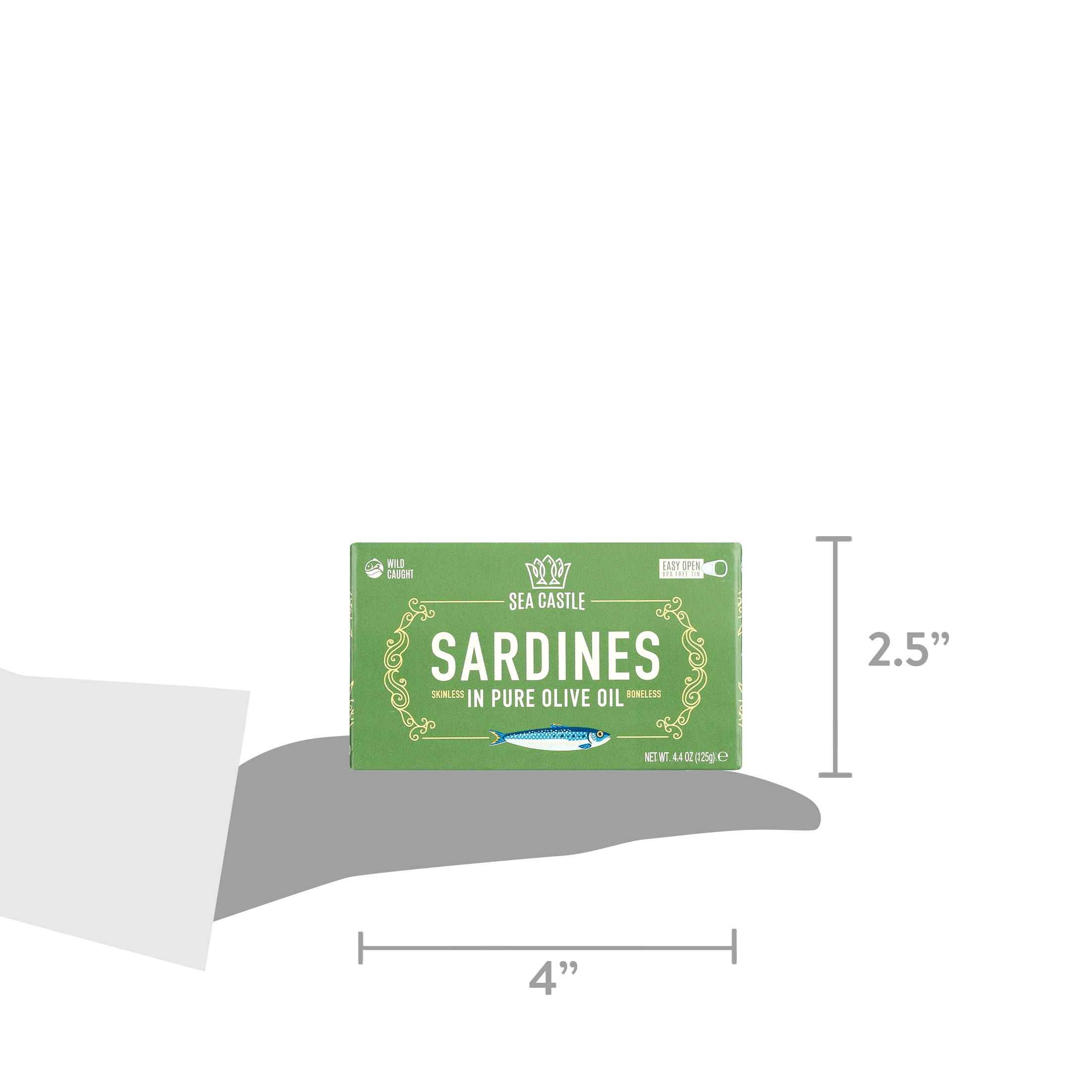 (12 pack) Sea Castle Sardines in Olive Oil, 4.375 oz, Kosher