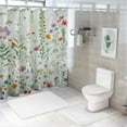 thumbnail image 7 of Awypu Chic Modern Bathroom Decor Vintage Floral Border Herbs and Wild Flowers Botanical Engraving Style Colorful Field Waterproof Shower Curtain White, 7 of 7