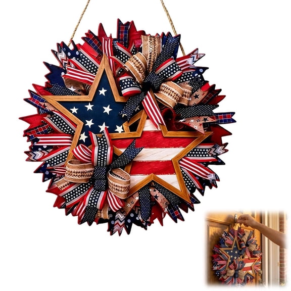 Patriotic Eagle Wreath for Front Door | 4th of July Memorial Wreath | Red, White & Blue Door Wreath for Indoor & Outdoor Holiday Decor