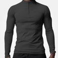 thumbnail image 2 of WAVSUF Men's Active Tee Stand Collar Long Sleeve Zip Front Fall Outdoor Sports Top Gray L, 2 of 7
