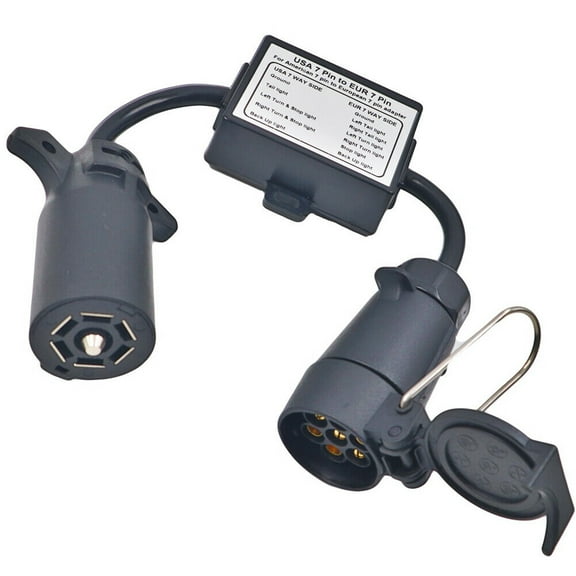 CARROFIX USA to EU Trailer Light Converter US 7-Way Blade Socket to EU 7-Pin Round Plug