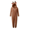 thumbnail image 4 of Girls Winter Hooded Romper Jumpsuit Cozy Reindeer Soft Warm Playwear For Toddler Kids, 4 of 6