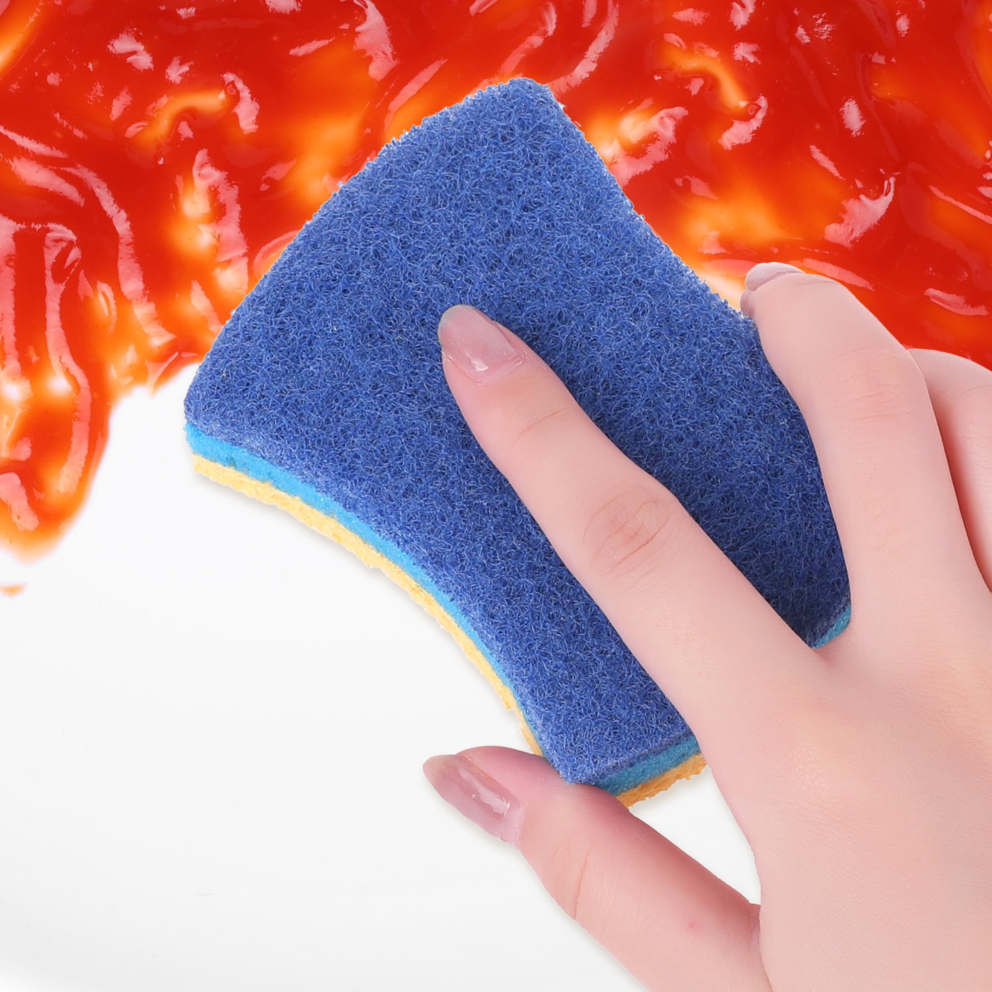 Unique Bargains Non-Scratch Scrub Sponges Cleaning Sponges for Kitchen Dishes Blue 6 Pcs