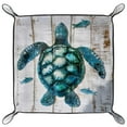 thumbnail image 2 of Women Girls Leather Square Dish Trinket Plate Jewelry Tray, Sea Turtle White Wooden Board Mothers Day Birthday Gift, 2 of 6
