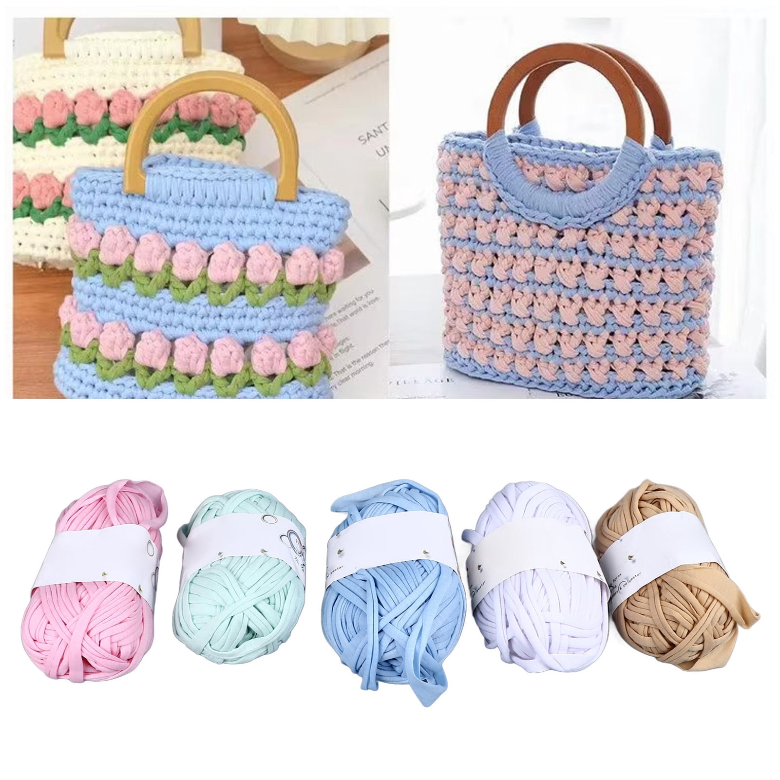 BIMZUC 5Pcs Super Chunky Yarn for Crocheting and Knitting, Thick Bulky Cloth Yarn for Dolls Shoes Bags Crafts