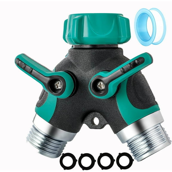 ZeenArt Garden Hose Splitter, 2 Way Heavy Duty Double Hose Connector with Shut Off Valve
