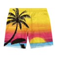thumbnail image 5 of LPKRT Men Sunset Beach Print Swim Trunks - Drawstring Loose Shorts, Quick Dry Summer Bottoms(Orange-M), 5 of 5