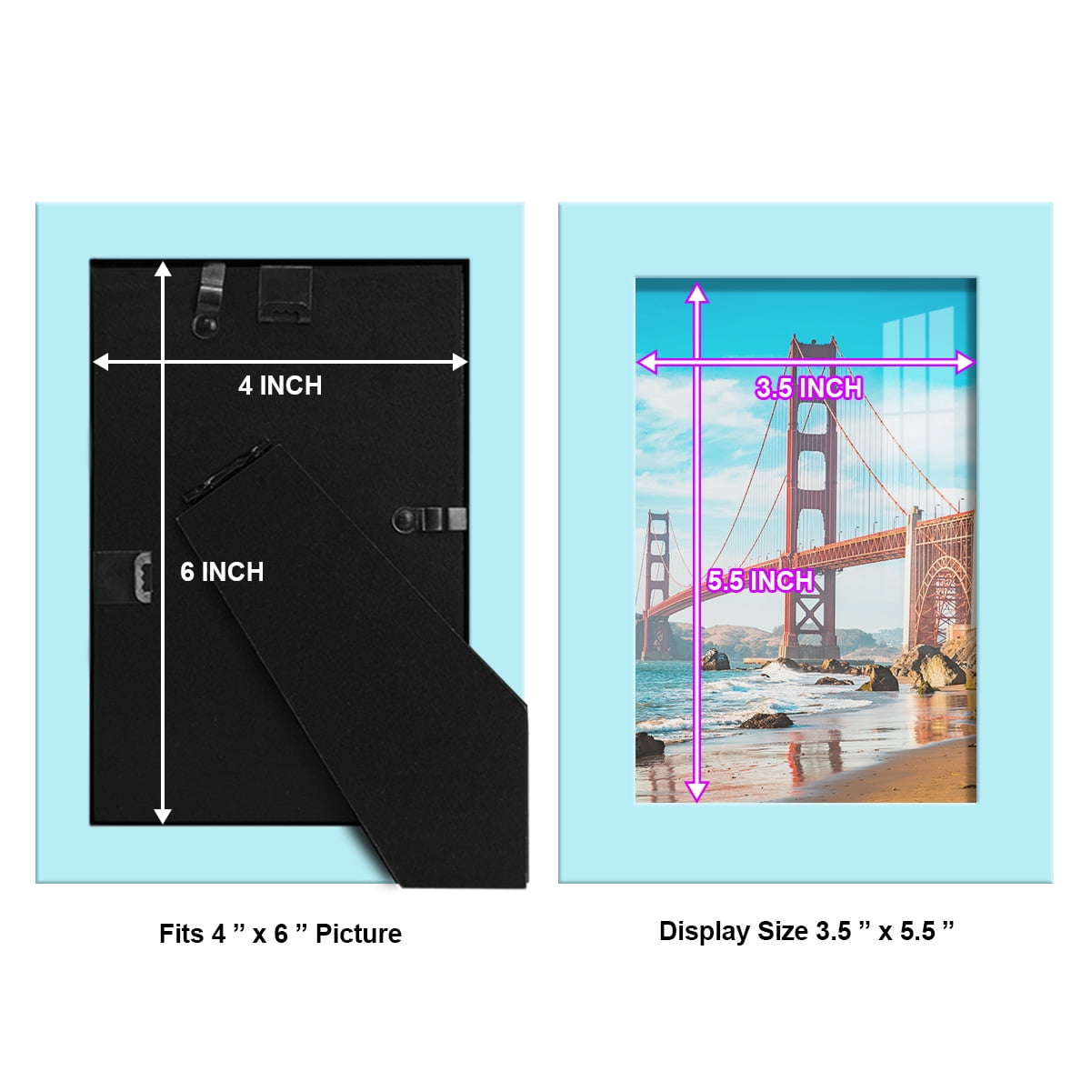 Modern 4 in. x 6 in. Light Blue Picture Frame (Set of 4)