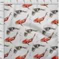 thumbnail image 3 of oneOone Viscose Jersey White Fabric Bubbles & Koi Fish Ocean Quilting Supplies Print Sewing Fabric By The Yard 60 Inch Wide, 3 of 5