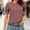 Wine, variant on XPMWRP Women's Polka Dot Puff Sleeve Blouse Round Neck Ruched Cuff Short Sleeve Casual Tunic Top Lightweight Loose Fit for Summer Black S